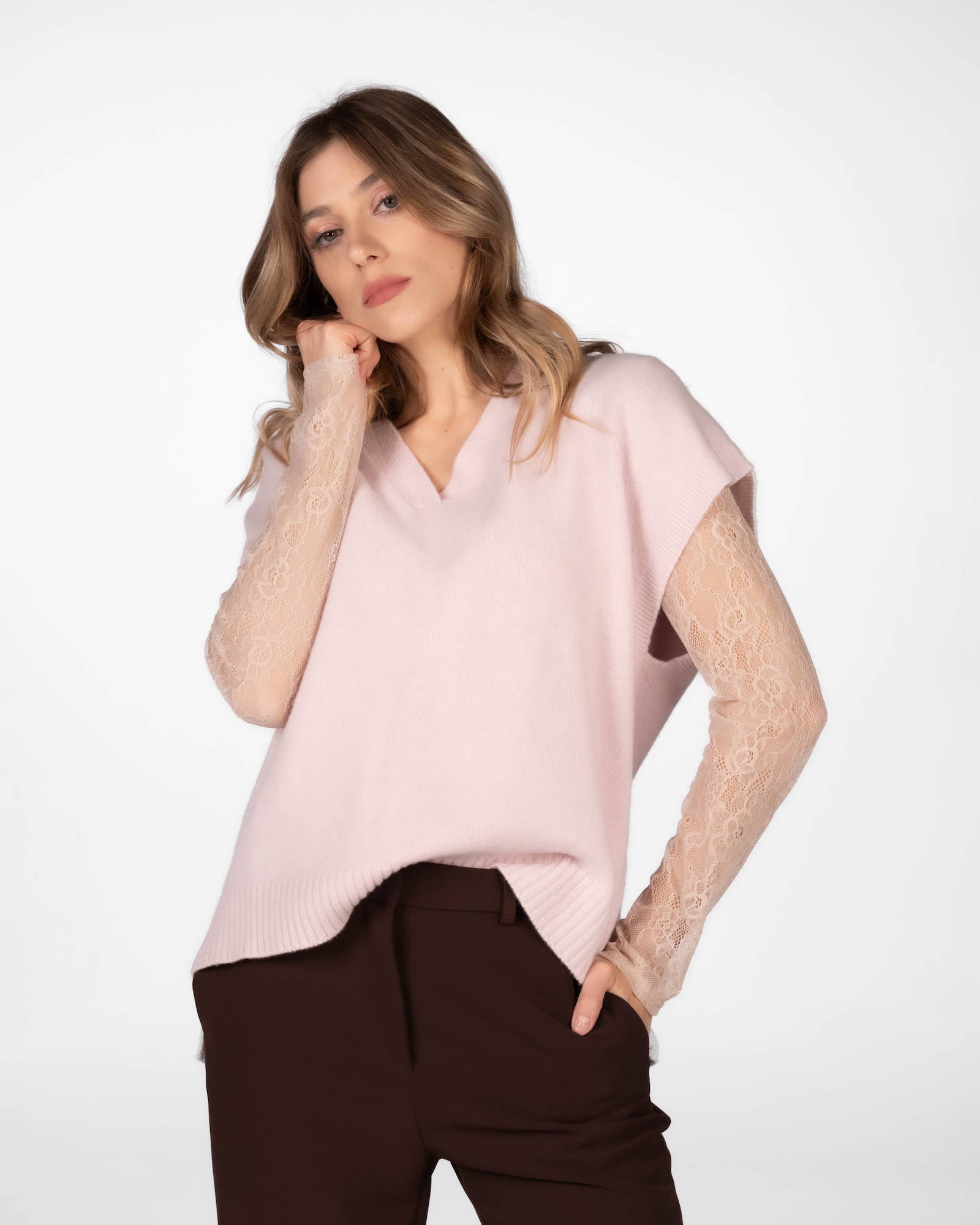 GILET IN LANA ARIEL ROSA