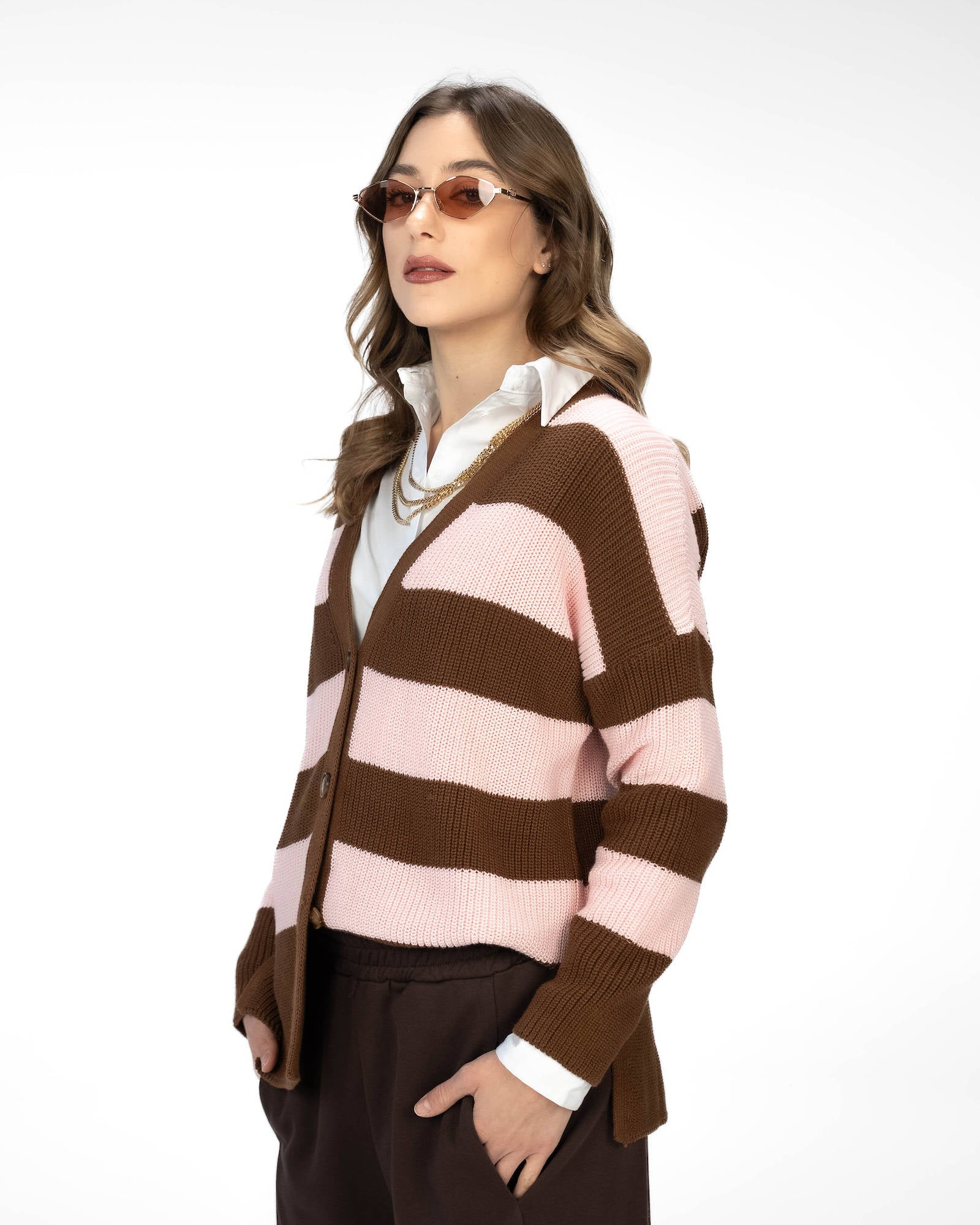 CARDIGAN RUBINA MARRONE ROSA
