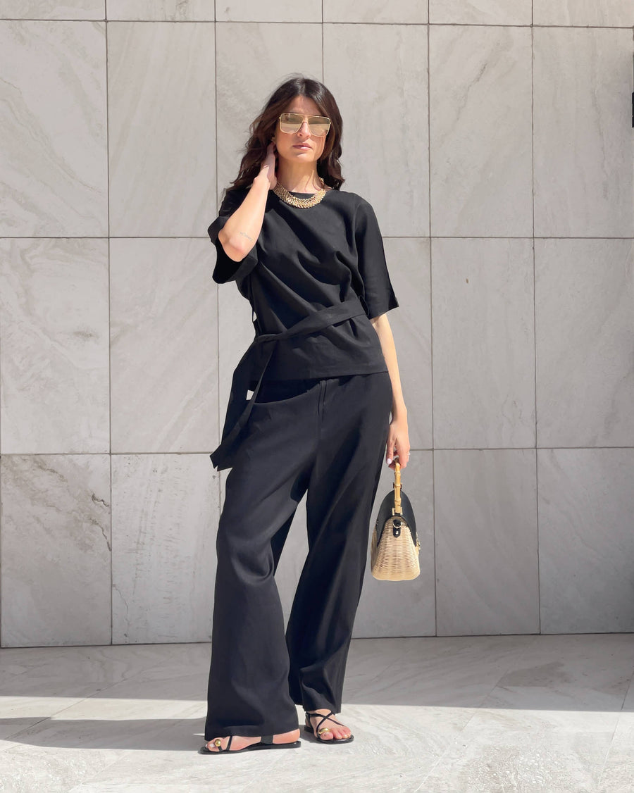 T-SHIRT CON CINTA DORIS NERO