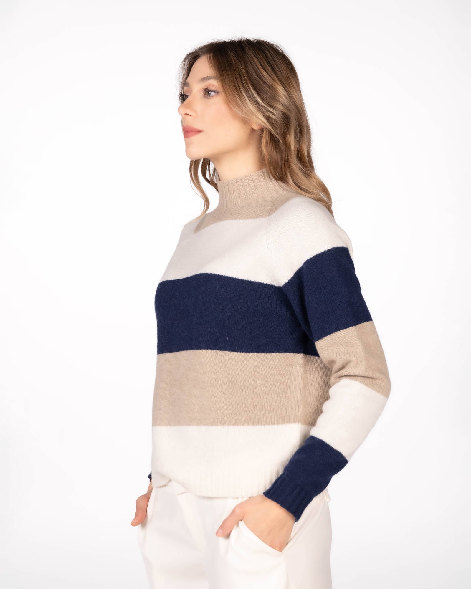 PULL CASHMERE BLEND RAQUEL BLU PANNA