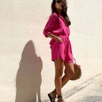 SHORT IBIZA IN GARZA DI COTONE FUCSIA