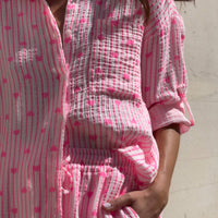 CAMICIA FORMENTERA IN GARZA DI COTONE CUORI FUCSIA