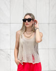 TOP CANOTTA SMAGLIATA BLAKE BEIGE