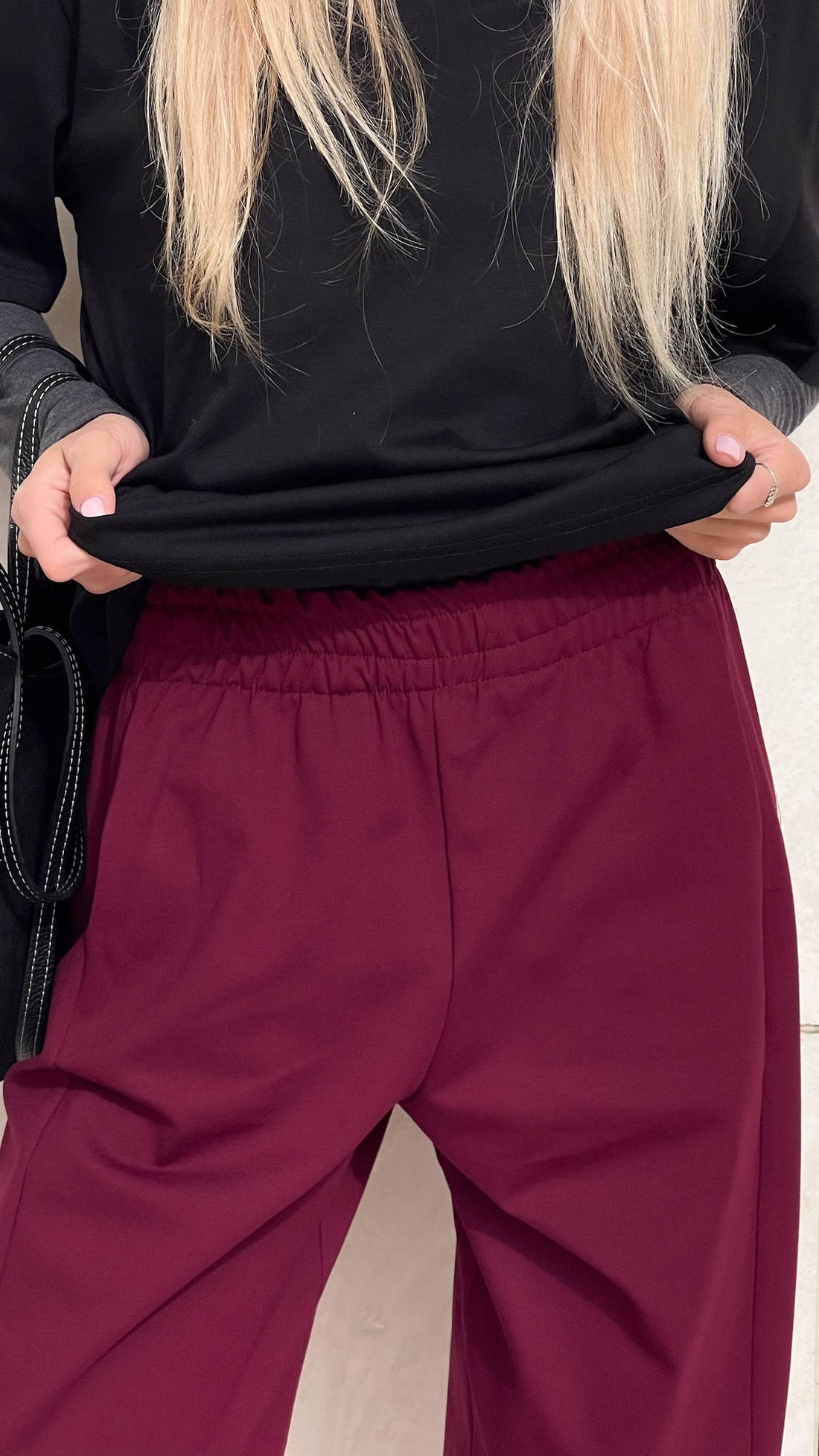 PANTALONE LIAM IN PUNTO MILANO BORDEAUX