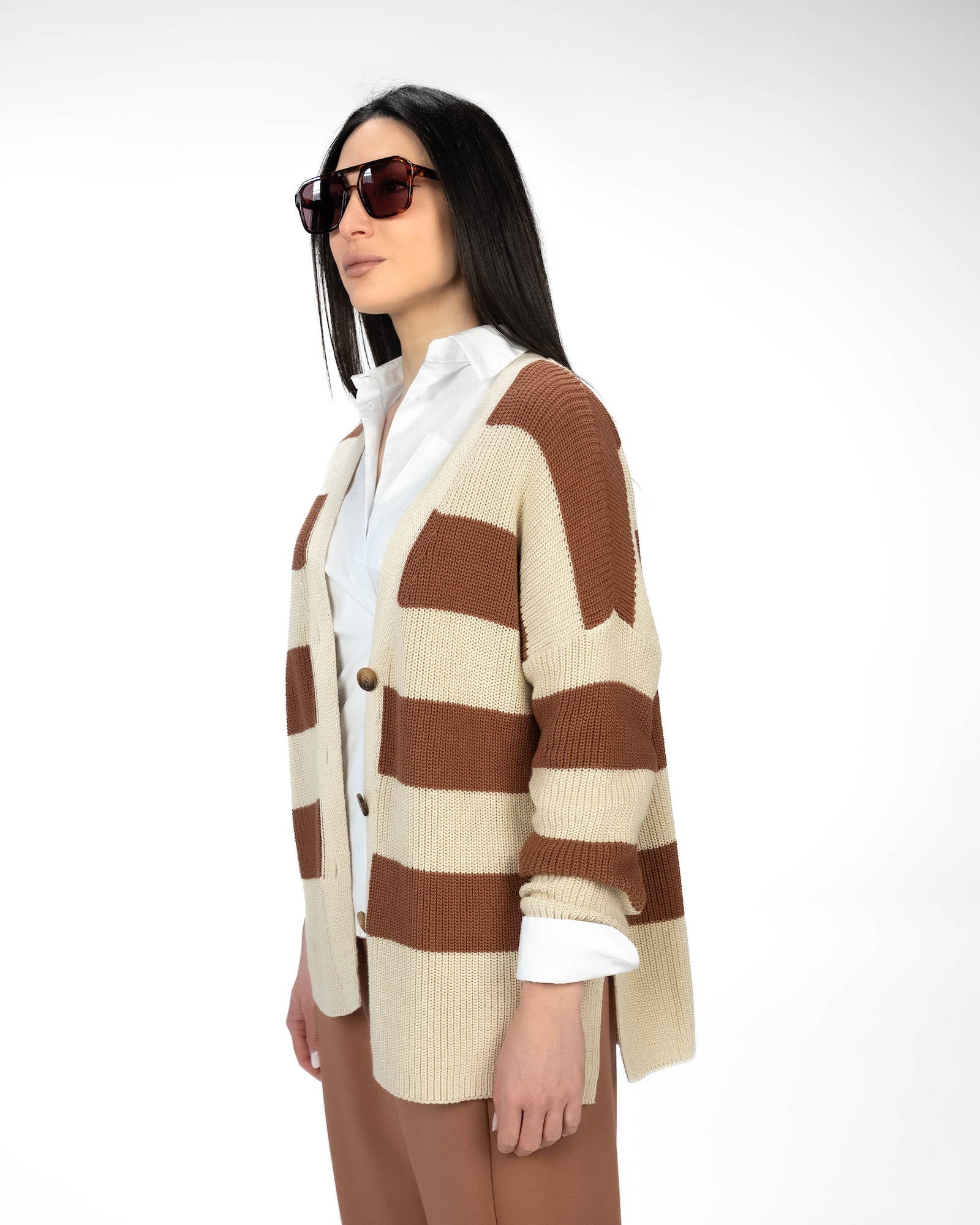 CARDIGAN RUBINA SABBIA TABACCO