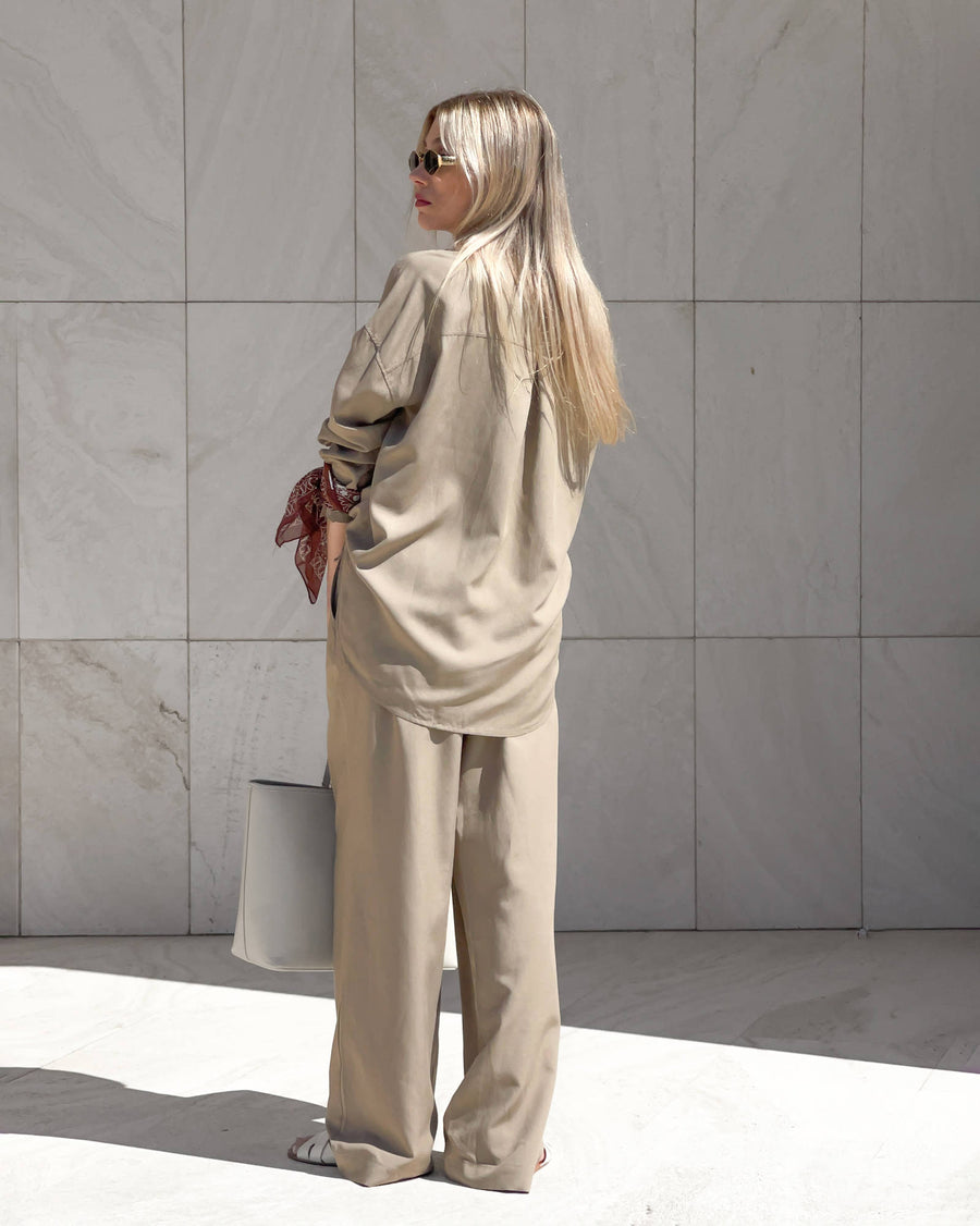 PANTALONE IN LINO VISCOSA MISTRAL CAMEL
