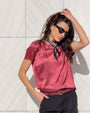 T-SHIRT SATIN NORA ROJO