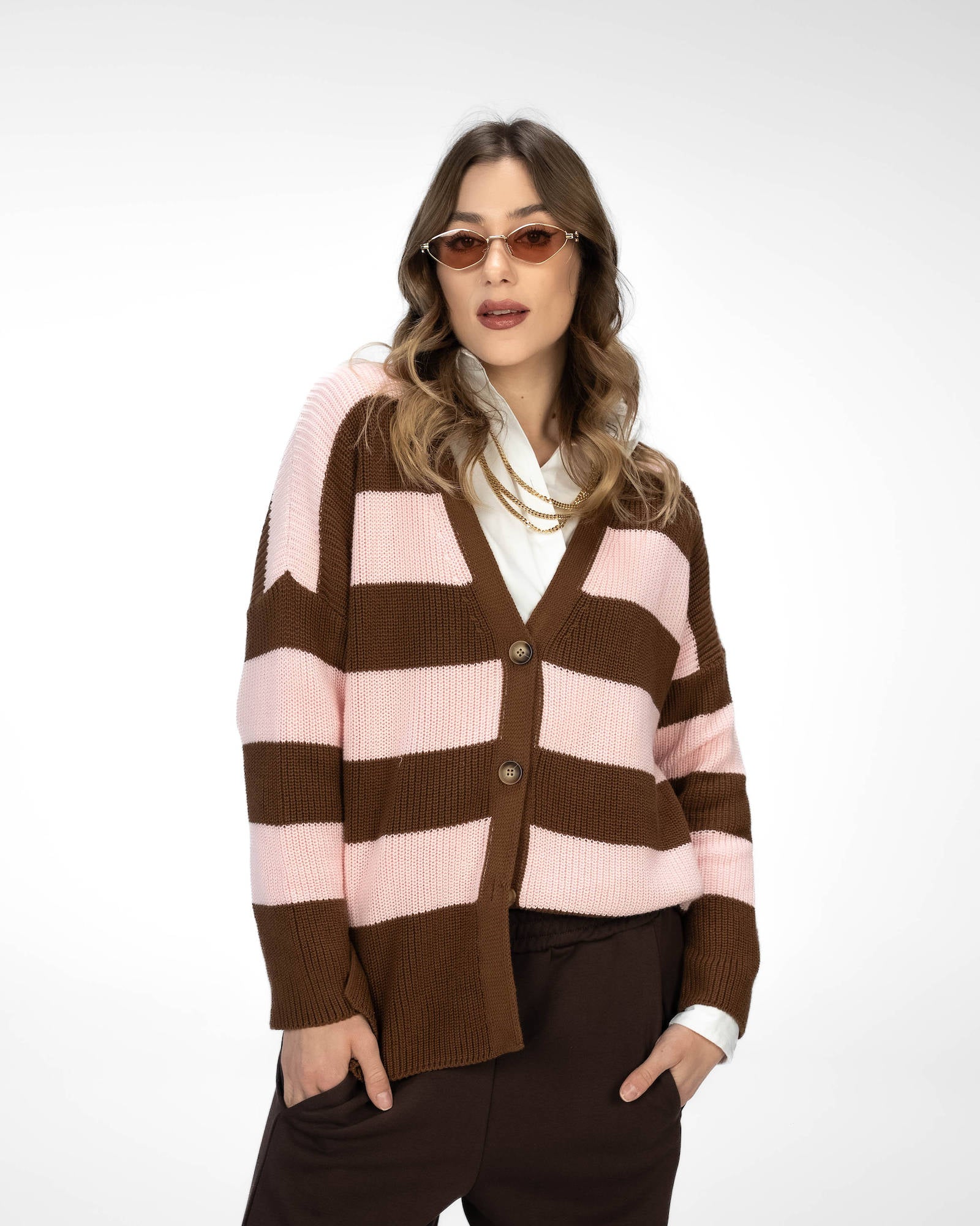CARDIGAN RUBINA MARRONE ROSA