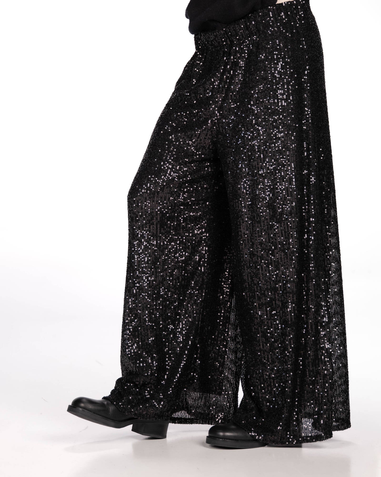 PANTA PALAZZO PAILLETTES JOSIE NERO