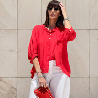 CAMICIA IN LINO MARGHERITA FLAME RED