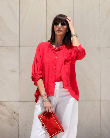 CAMICIA IN LINO MARGHERITA FLAME RED