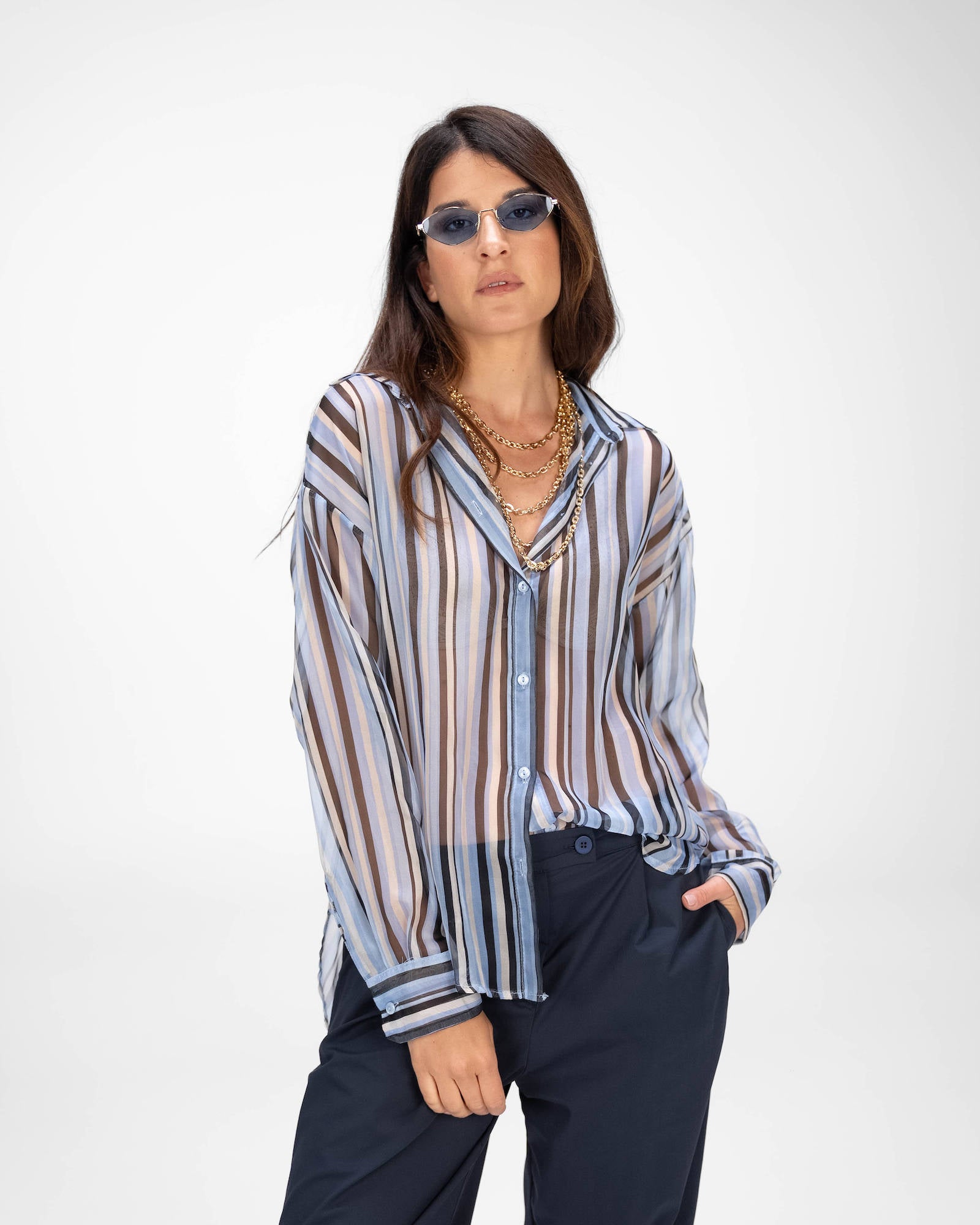 CAMICIA GLEN CELESTE