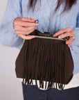 BORSA ESCAPE CON FRANGE MARRONE