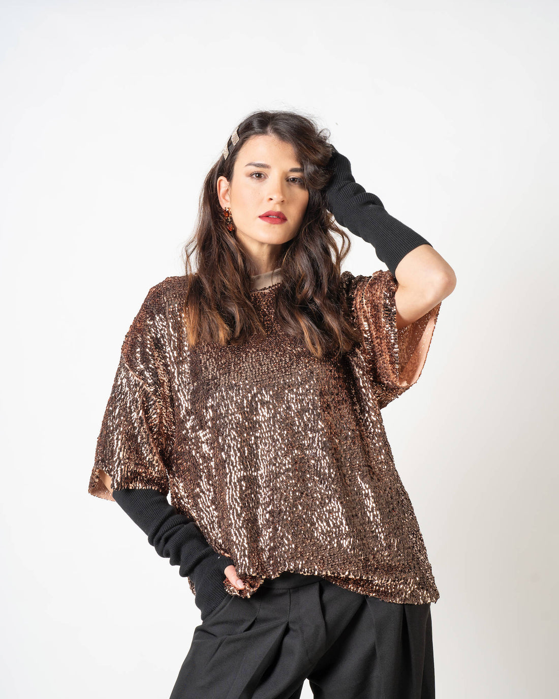 BLUSA PAILLETTES BETTY BRONZO