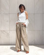 PANTALONE IN LINO VISCOSA MISTRAL CAMEL