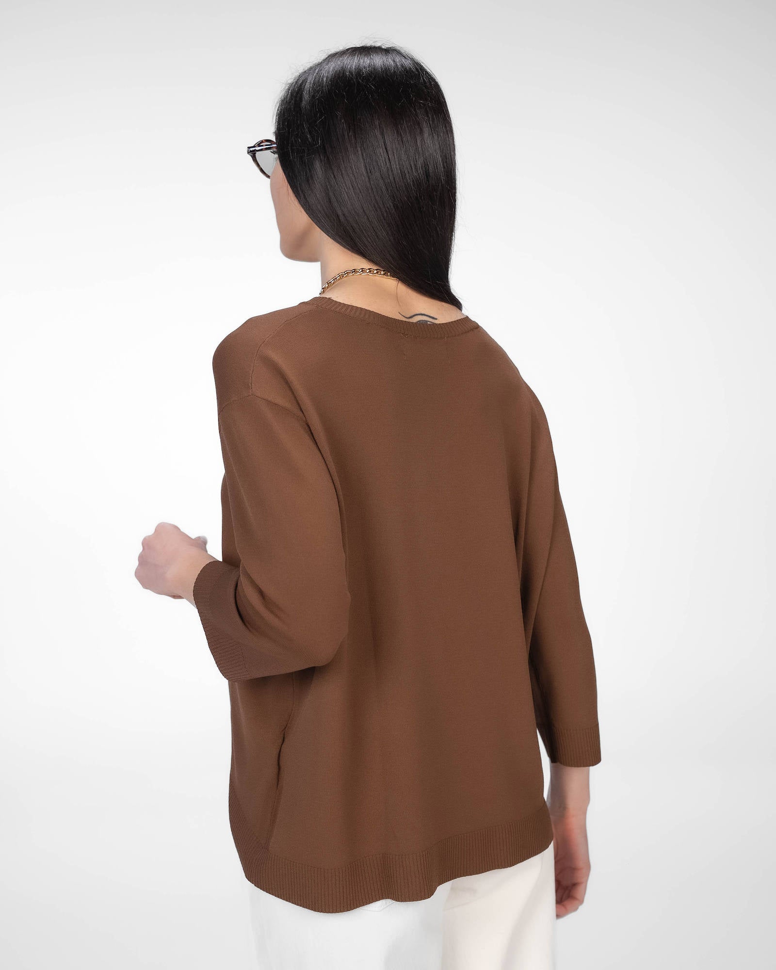 MAGLIA IN VISCOSA MELROSE MARRONE