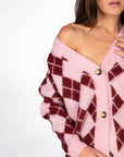 CARDIGAN ROMBI CARNABY ROSA BORDEAUX