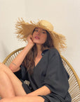 CAPPELLO PAGLIA O'HARA EFFETTO RAFIA FASCIA NERA
