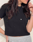 TSHIRT GENNY CON CASTONI NERO