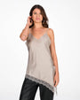 TOP ARIETE IN SATIN TORTORA