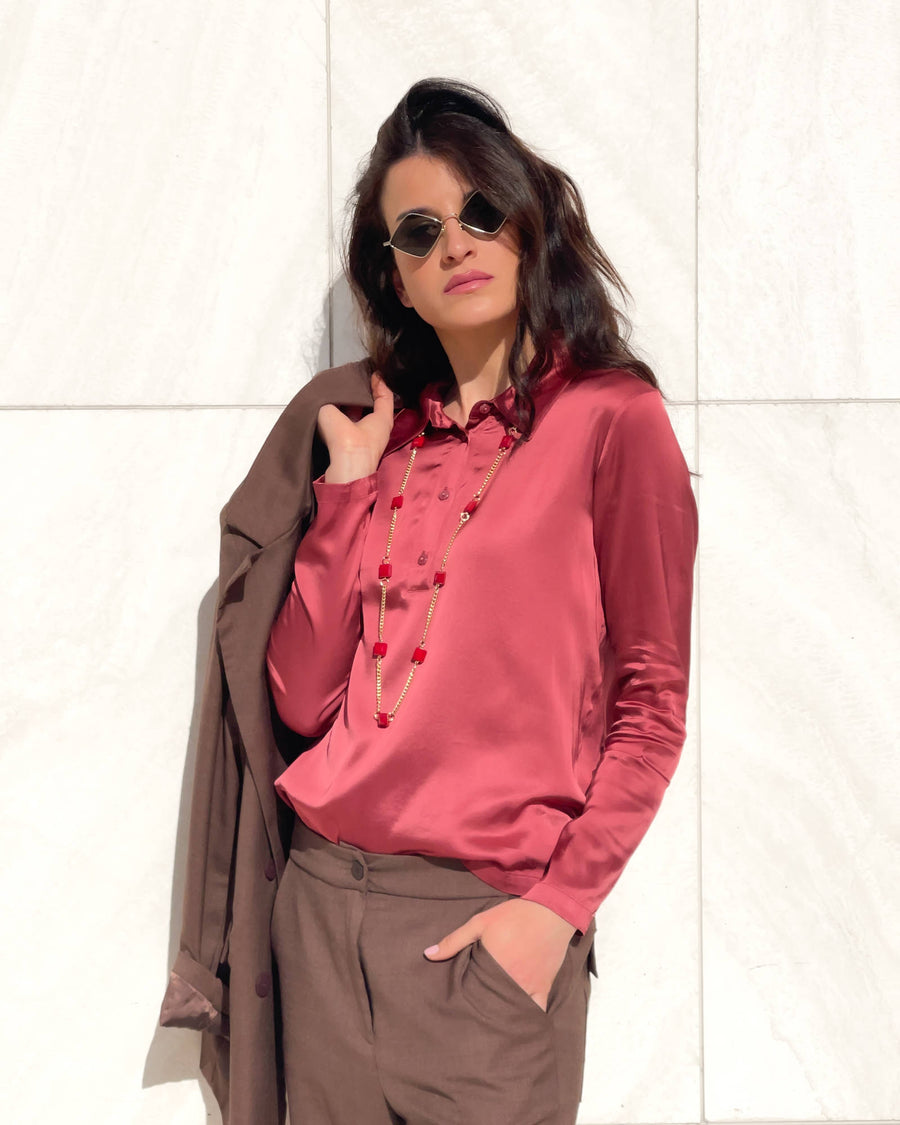 POLO SATIN NORA ROJO