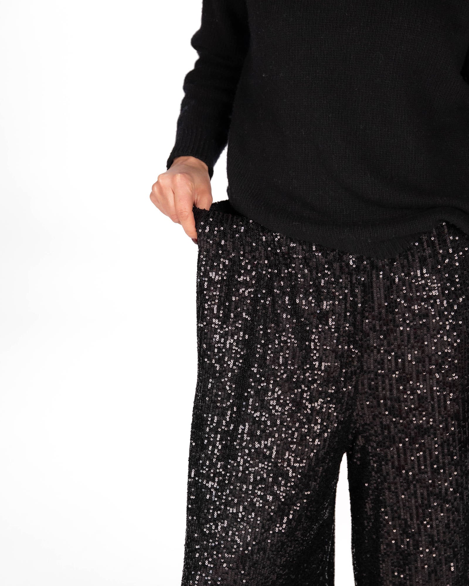PANTA PALAZZO PAILLETTES JOSIE NERO