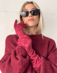 GUANTI LUNGHI VELOUR ROSSO