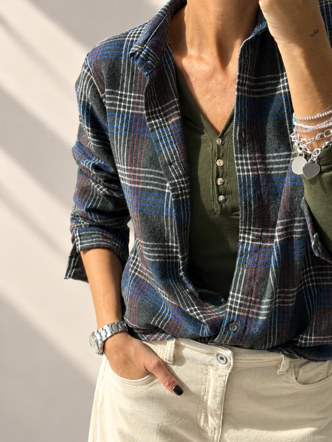 CAMICIA CHECK LORA OLIVA