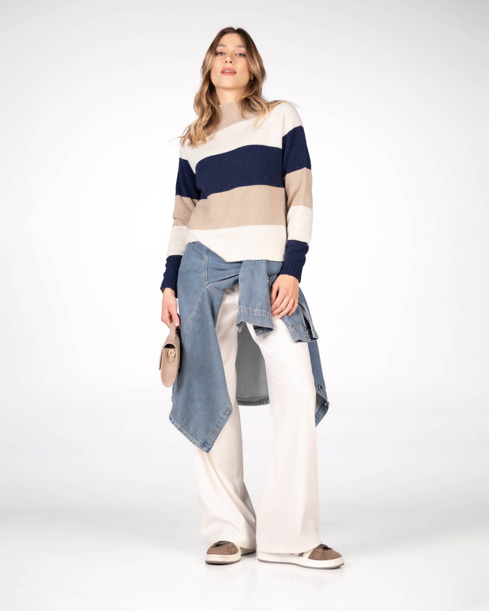PULL CASHMERE BLEND RAQUEL BLU PANNA
