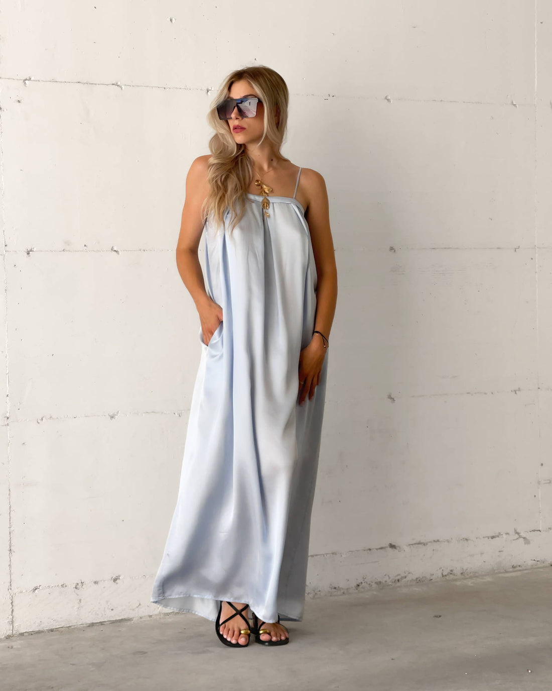 SLIP-DRESS PAV CELESTE