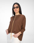 MAGLIA IN VISCOSA MELROSE MARRONE