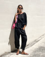 PANTALONE PIPER OVETTO IN LINO  NERO