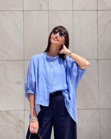 CAMICIA IN LINO MARGHERITA PALE IRIS
