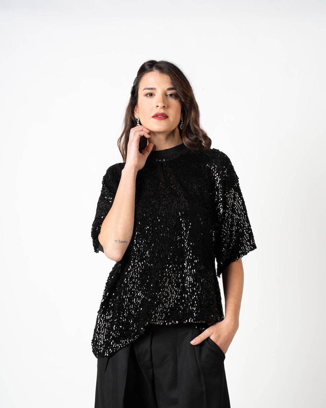 BLUSA PAILLETTES BETTY NERO