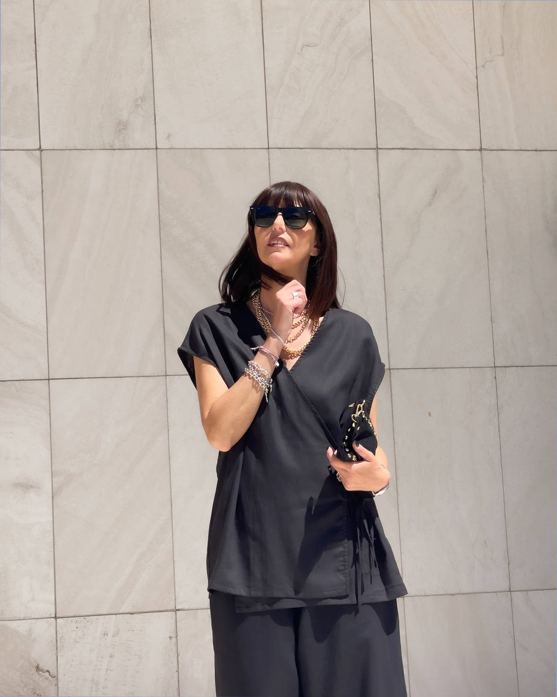 BLUSA INCROCIO DORIS NERO