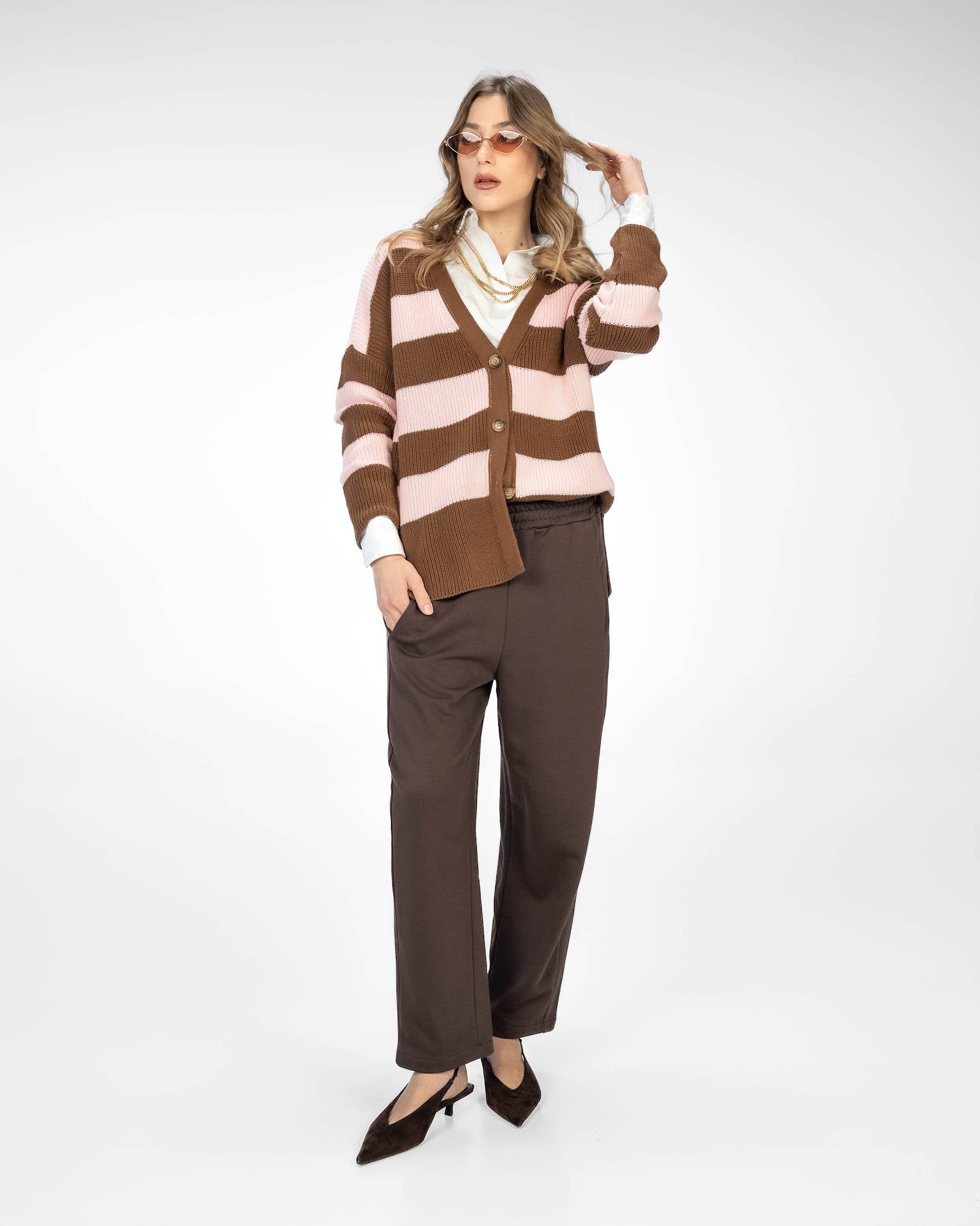 CARDIGAN RUBINA MARRONE ROSA
