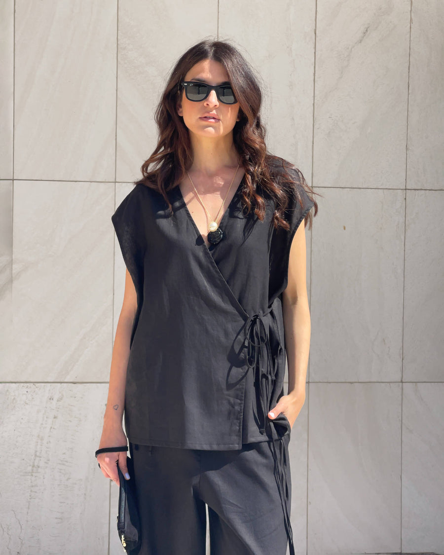 BLUSA INCROCIO DORIS NERO