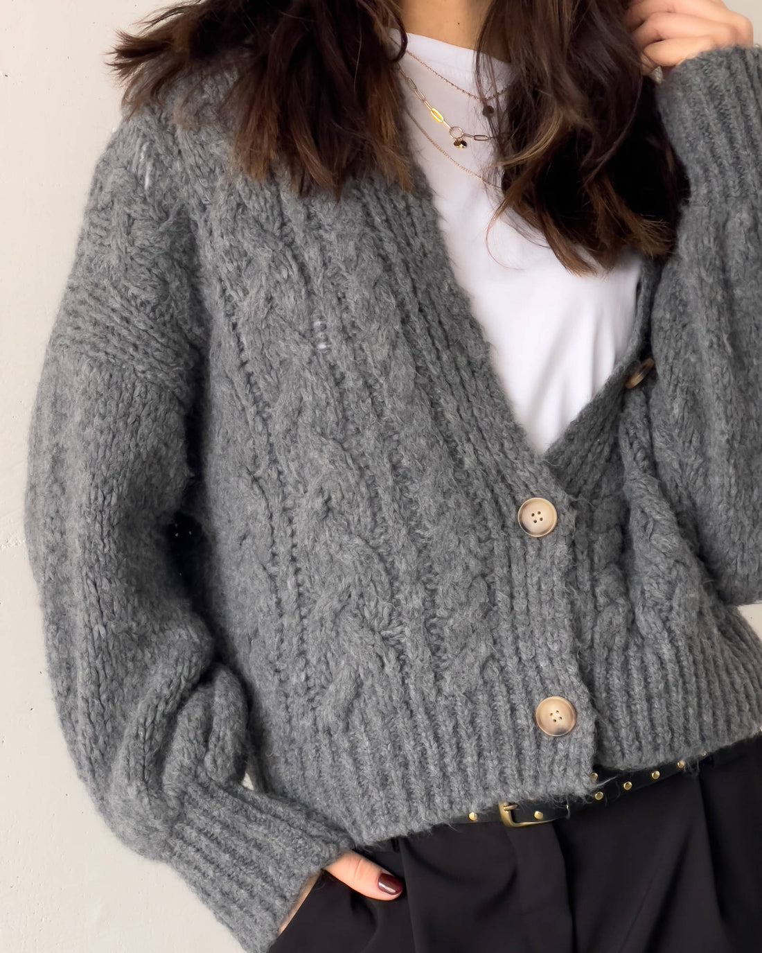 CARDIGAN TRECCIA OTIS GRIGIO