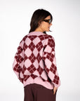 CARDIGAN ROMBI CARNABY ROSA BORDEAUX