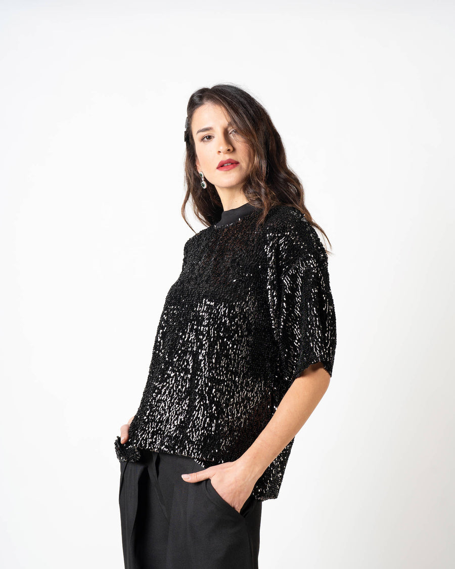 BLUSA PAILLETTES BETTY NERO