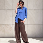 PANTALONE IN LINO VISCOSA  MISTRAL CHOCO