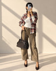 CAMICIA CHECK LORA CAMEL BORDEAUX
