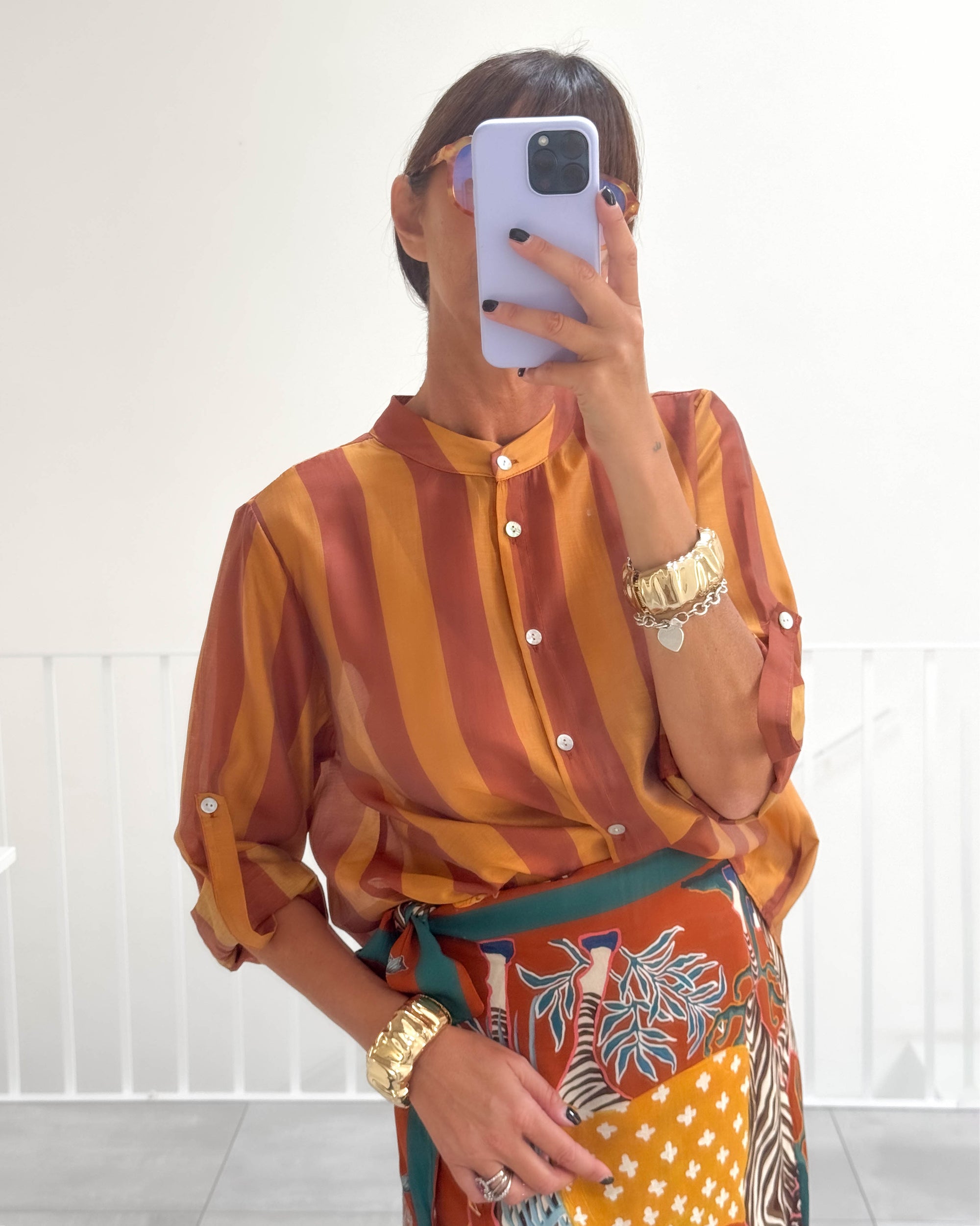 CAMICIA CORSICA SENAPE MATTONE