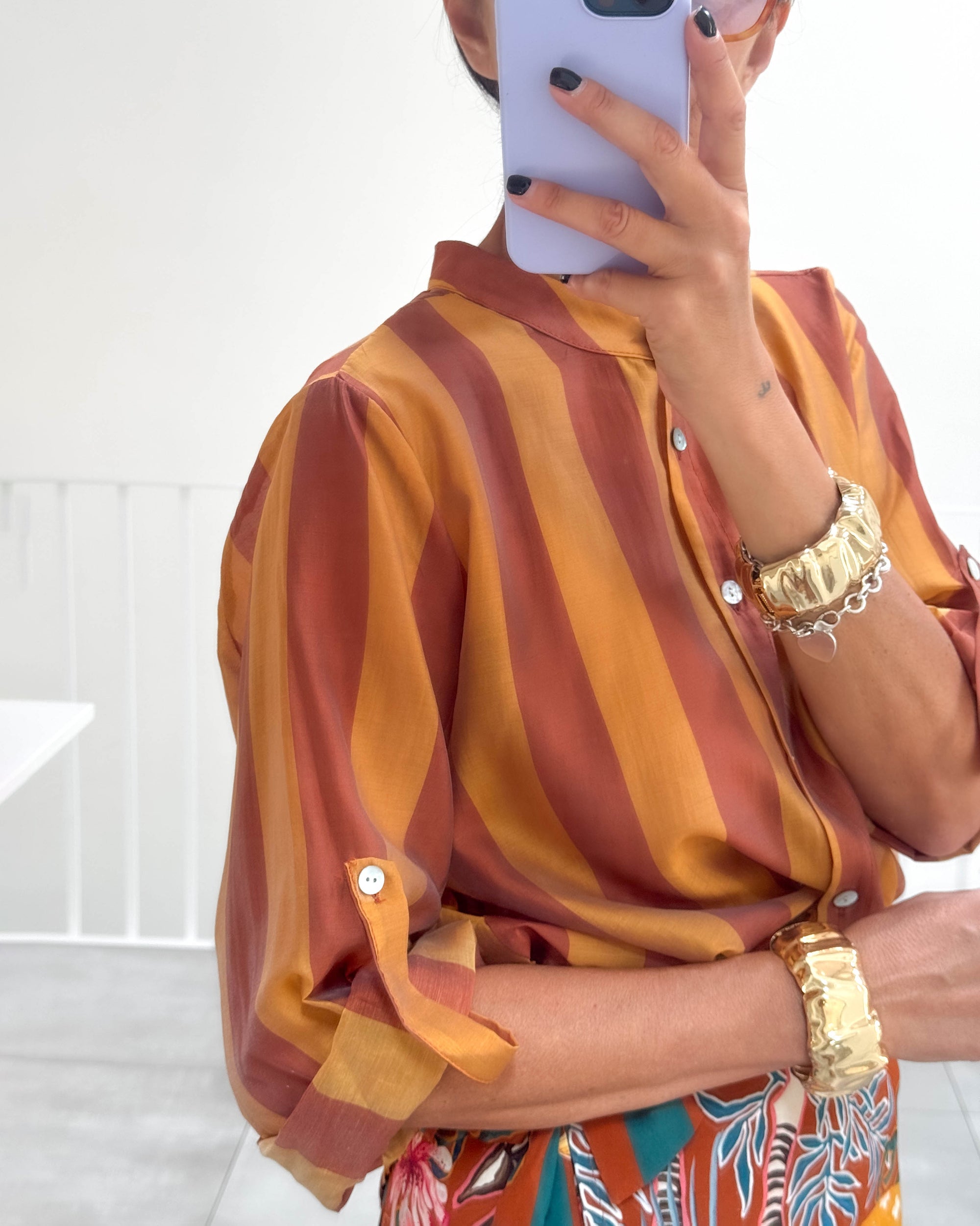 CAMICIA CORSICA SENAPE MATTONE