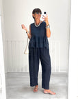 COMPLETO IN LINO BOERO BLU