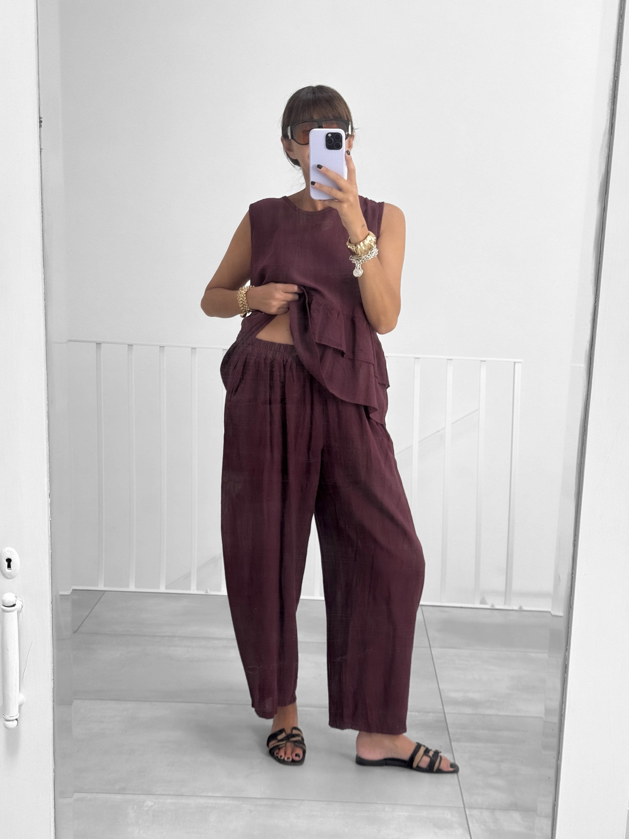 COMPLETO IN LINO BOERO BORDEAUX