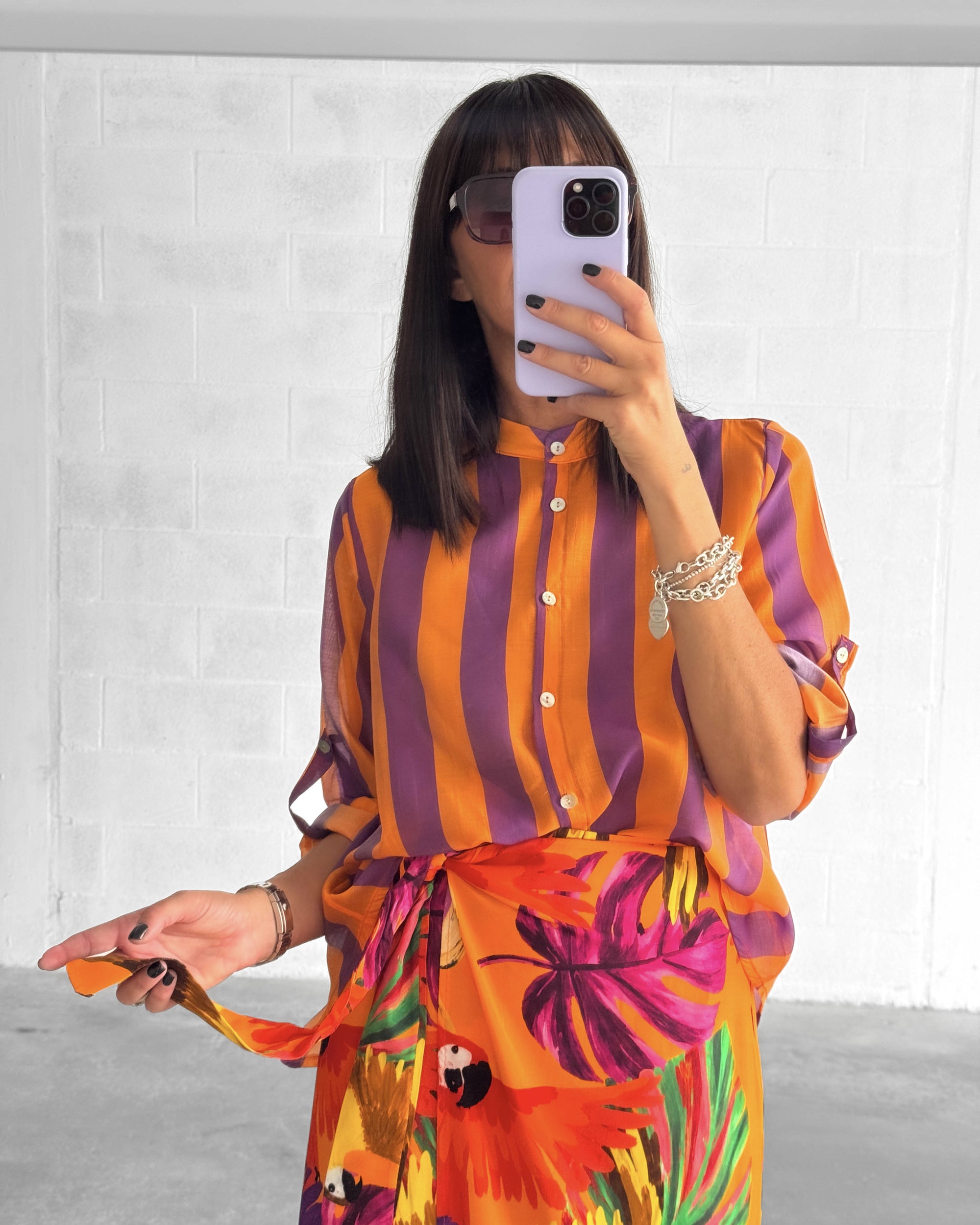 CAMICIA CORSICA VIOLA ARANCIO