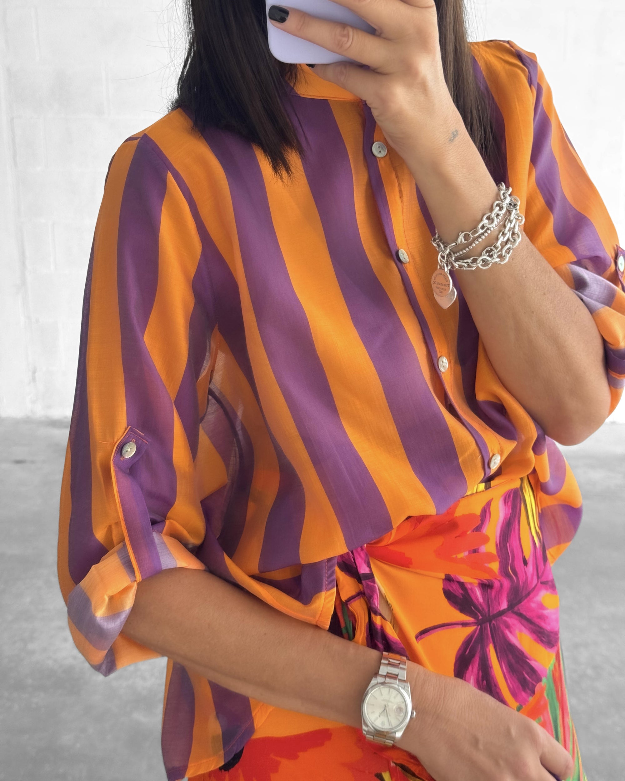 CAMICIA CORSICA VIOLA ARANCIO