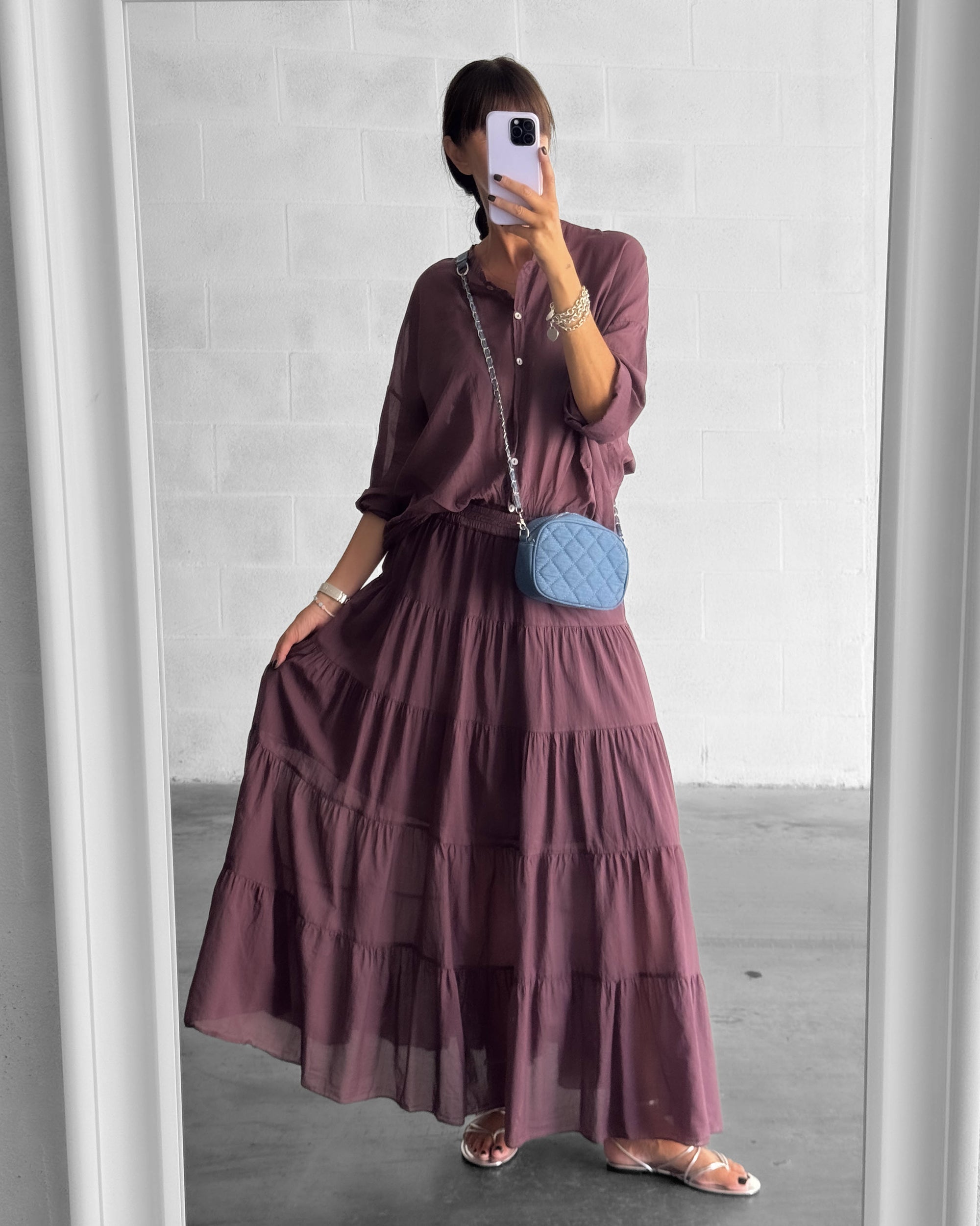 GONNA IN MUSSOLA PAULA DARK PLUM
