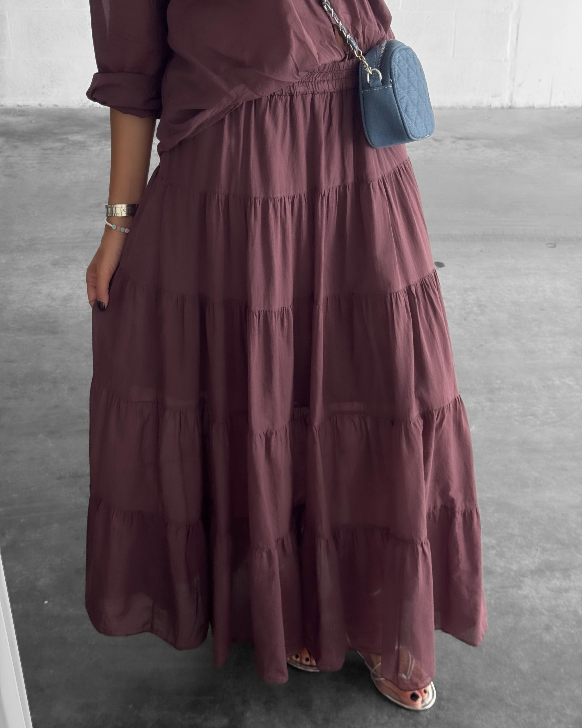 GONNA IN MUSSOLA PAULA DARK PLUM